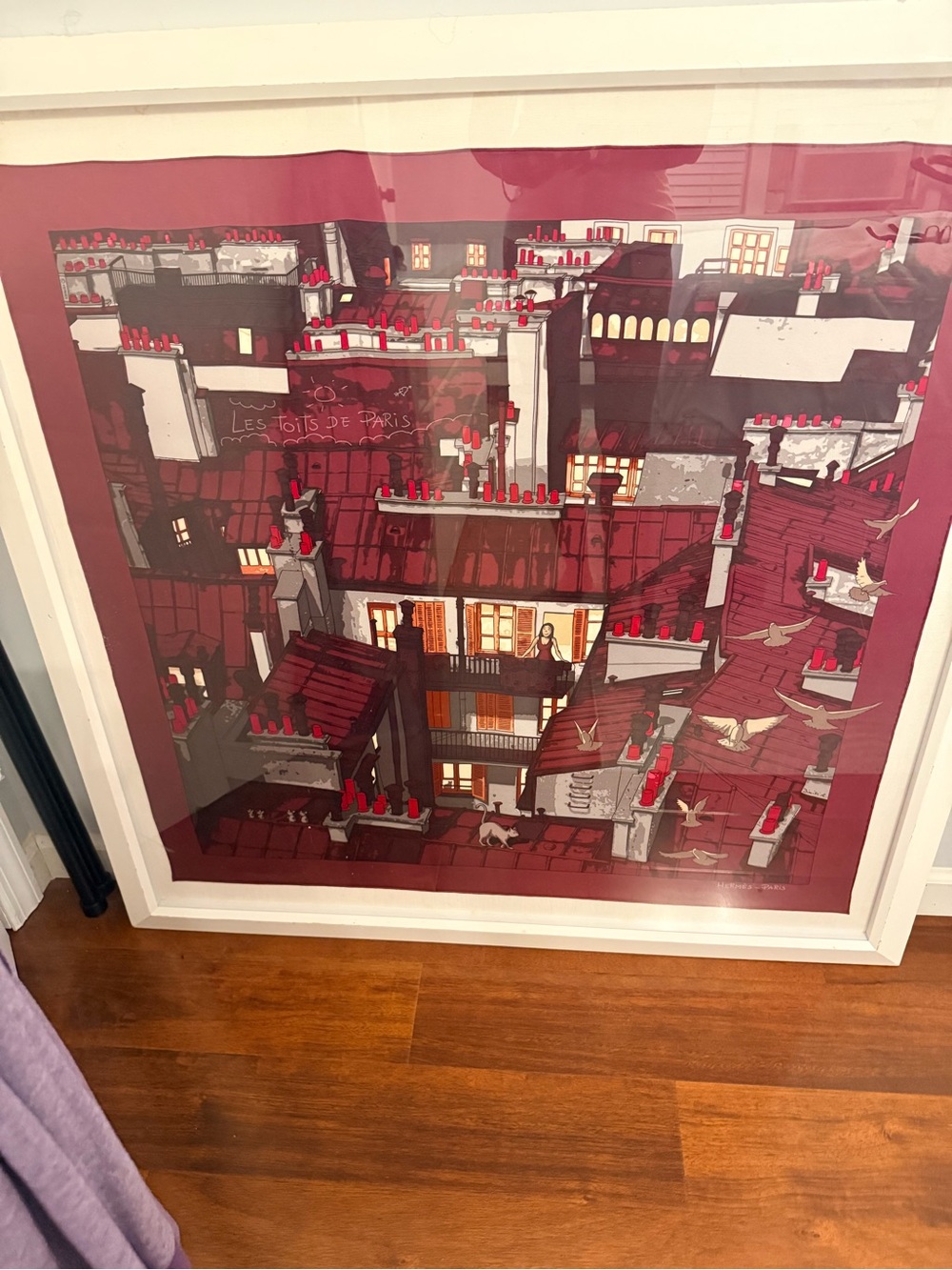 Framed Paris Rooftops Wall Art - Red